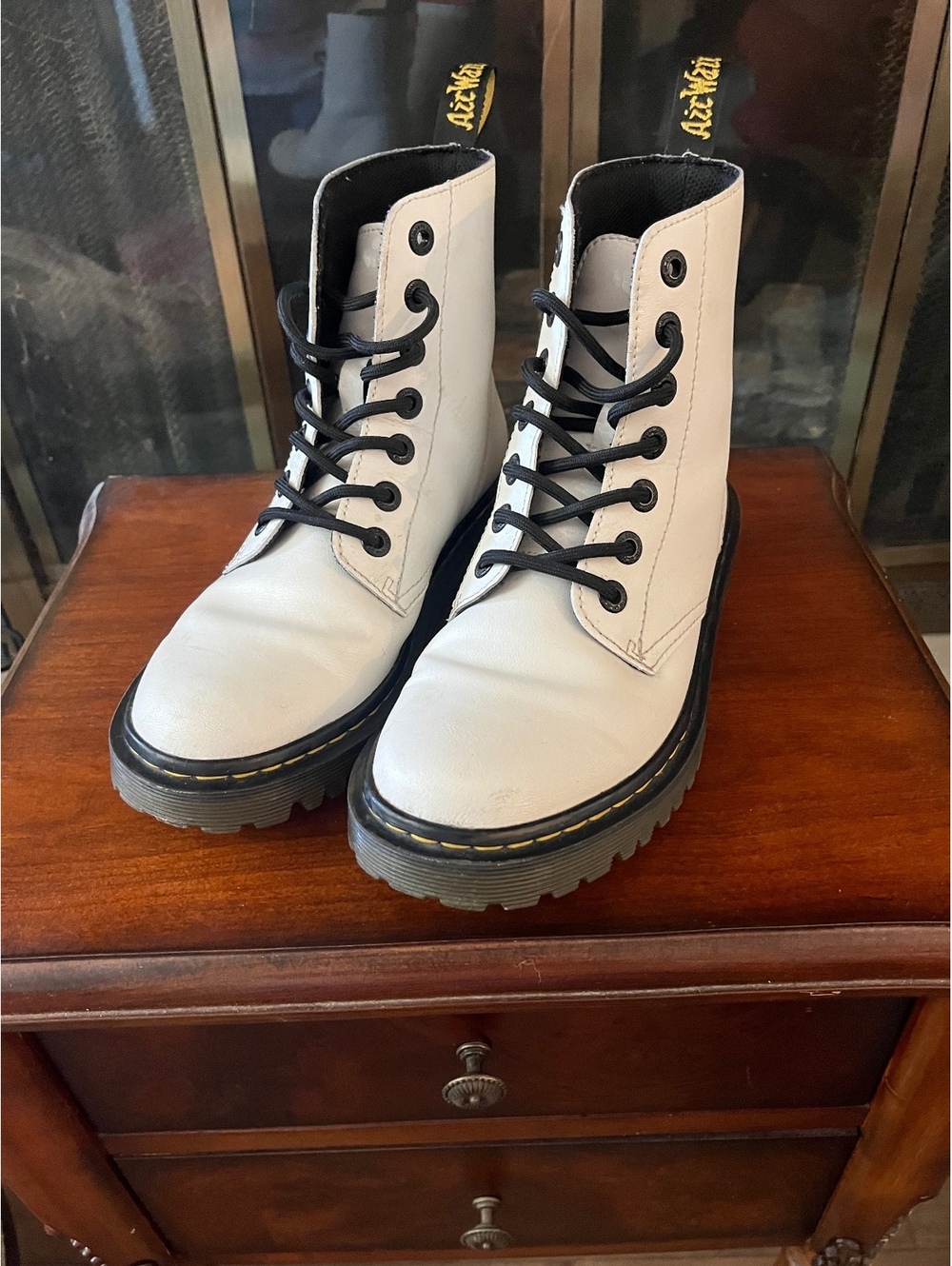 Dr Martens White Leather Combat Boots